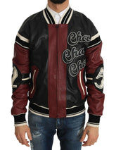 Dolce & Gabbana Leather Club Lounge Black Red Jacket -   -  Dolce & Gabbana.